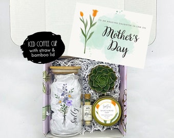 Daughter in-law Mother's Day Iced Coffee Cup - Mother's Day Gift - Succulent Gift Box - Gift for Daughter in Law - Mother Day Gift