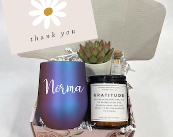 Personalized Gift Box: Custom Tumbler, Soy Candle & Succulent