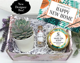 Cadeaux de pendaison de crémaillère, nouveau cadeau pour la maison, nouvelle carte pour la maison, bonne nouvelle maison, Home Sweet Home, boîte cadeau succulente, paquet de soinsLIVRAISON GRATUITE