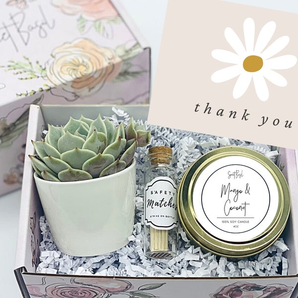 Thank You Gift Box, Candle Gift Box, Succulent Gift Box, Friendship Gift, Realtor Gift Box, Gift for Her, Care Package, FREE SHIPPING