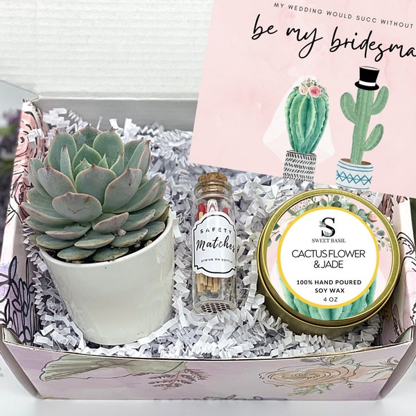 Wedding Gift Box - My Wedding Would Succ Without You - Bridesmaid Proposal Box - Gift for Maid of Honor - Custom Succulent Box