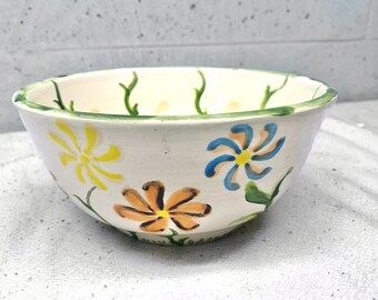 Flower Ceramic Bowl Handmade and Painted