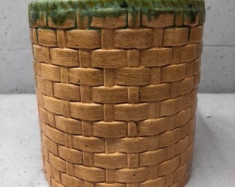 Ceramic wicker basket looking vase or pot
