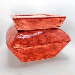 Sparkly Red Square Ceramic Self-Watering African Violet Planter Pot