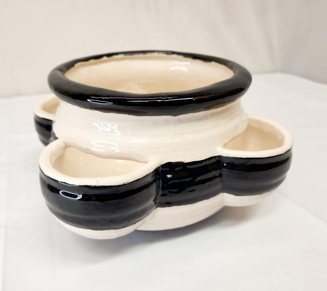 Black And White Striped Ceramic Strawberry Multiple Plant Pot Etsy black-and-white-striped-ceramic-strawberry-multiple-plant-pot-etsy