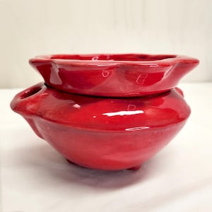 Red Ceramic African Violet Plant Pot