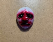 Sad clown doll face pendant - horror themed clown charm