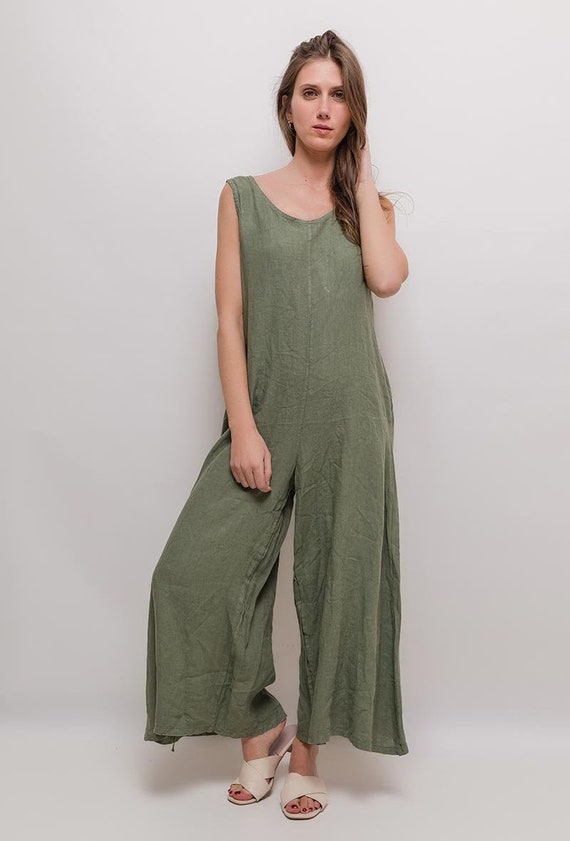 linen jumpsuit etsy