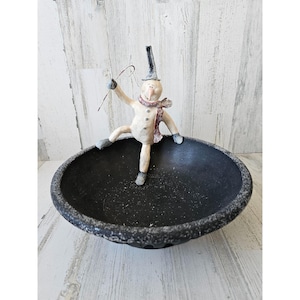 Bethany lowe? Snowman bowl candy cane Xmas centerpiece shabby chic Xmas decor