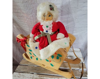 Wooden Mrs Claus vintage home decor Xmas large display