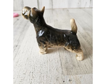 Vintage Schnauzer terrier porcelain statue figurine tan decor