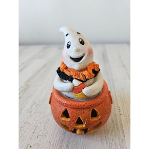 Ashland pumpkin ghost candy corn unique statue figurine Halloween shabby chic