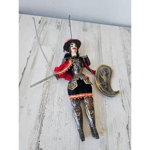 Antique knight marionette soldier puppet wooden metal puppeteer unique sword medieval