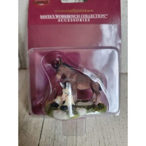 Santa&#39;s Workbench donkey Brown spotted nativity farm village accessory