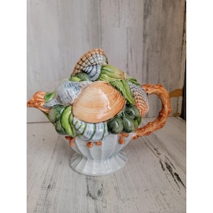 Intrada Italy teapot shell sea vintage home decor beach