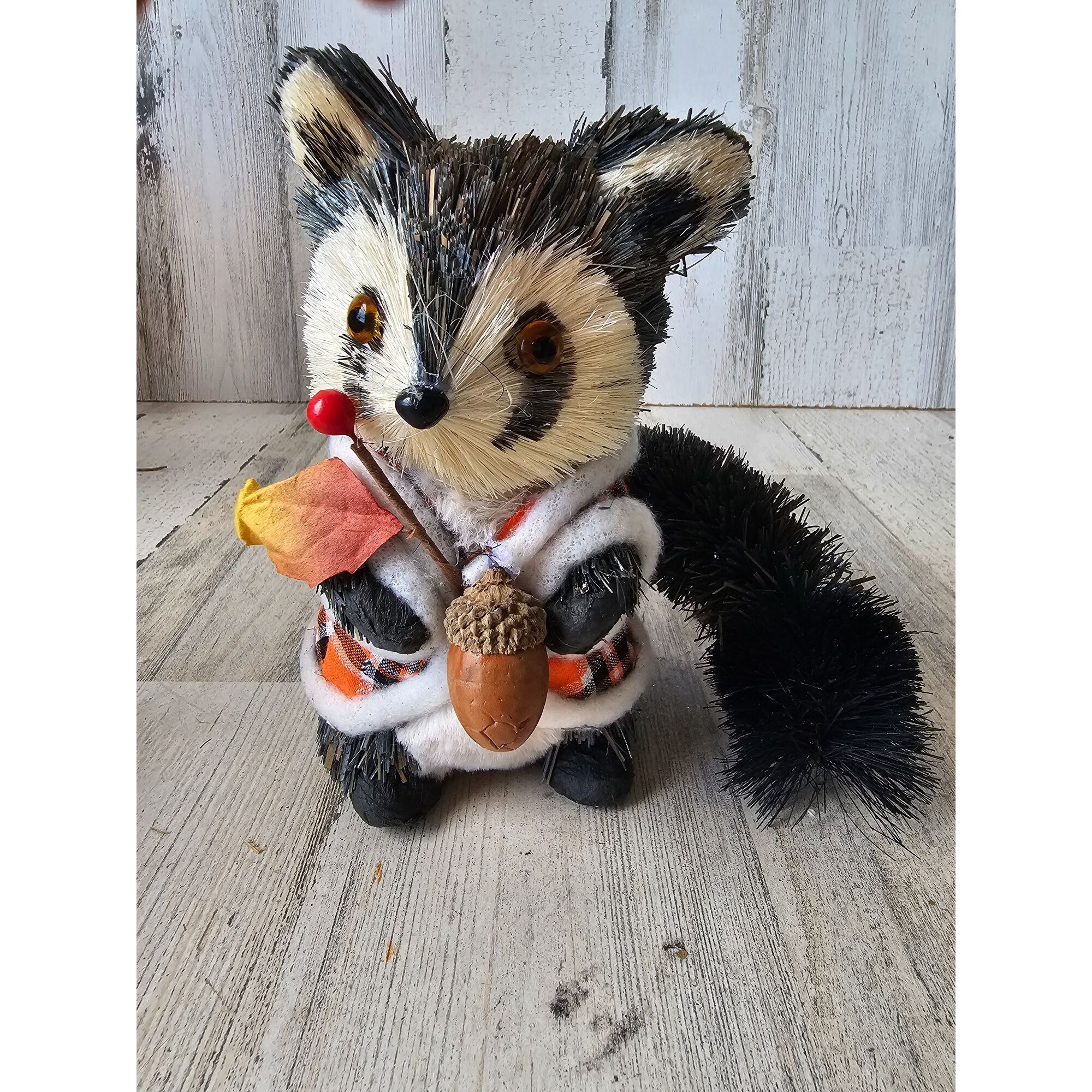 Joann raccoon bottle brush sisal nut woodland realistic fall home decor cute
