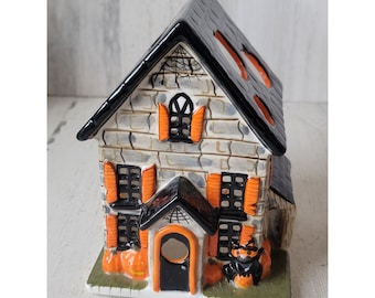 Haunted house candle holder spider pumpkin scary figure