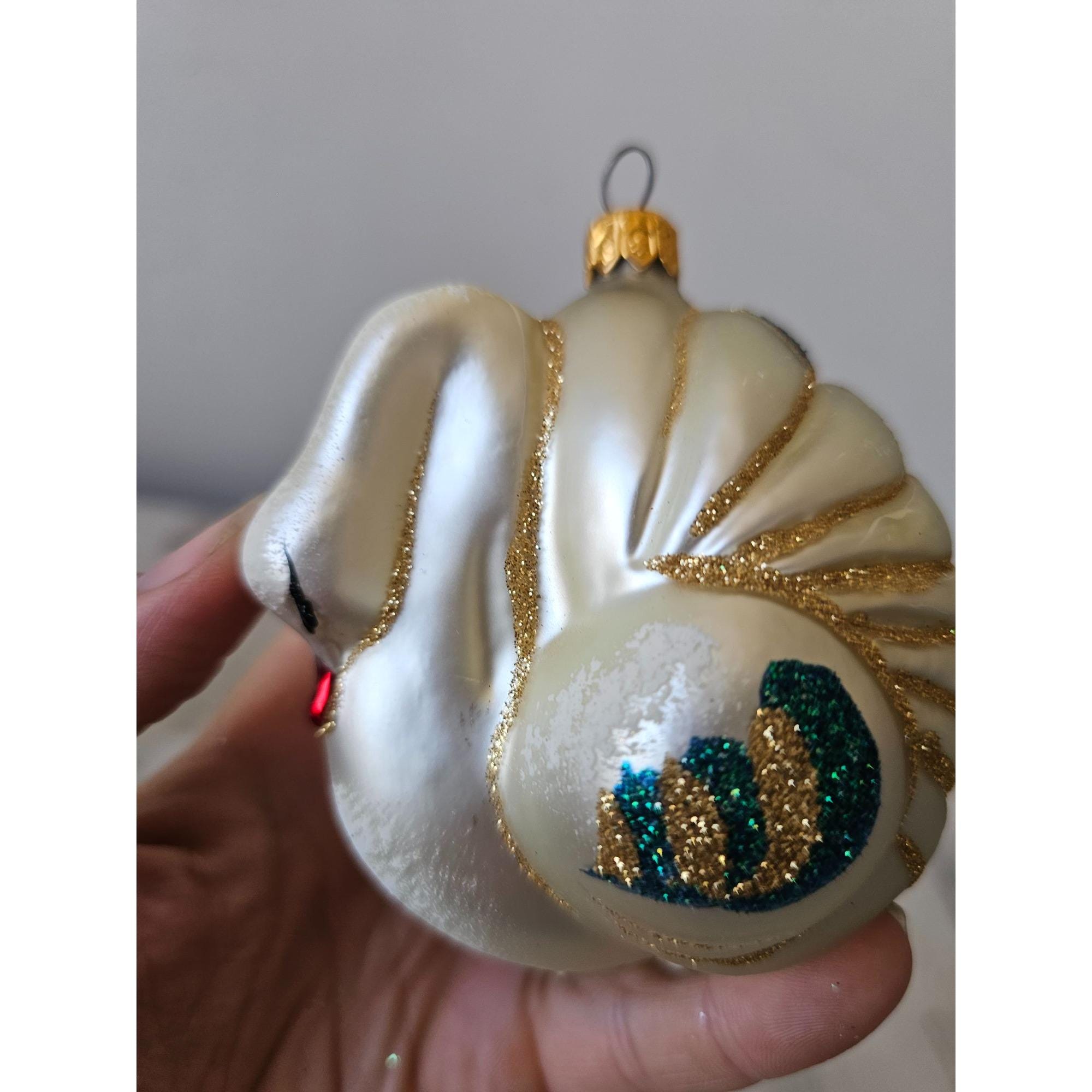 Polonaise Adler Gold Peacock Swan Ornament Komozja Glass  display picture 1