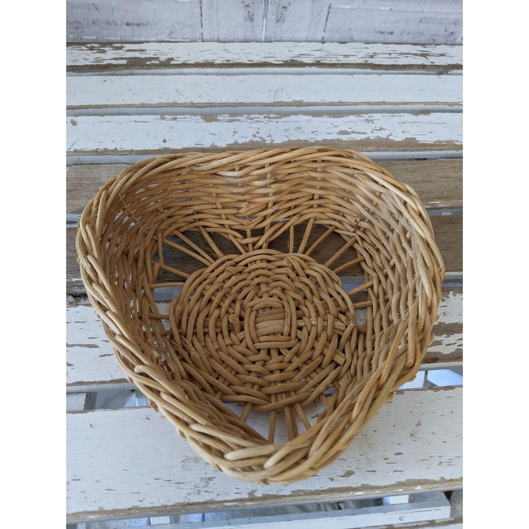 Wicker Heart Basket Valentine's Decor House Kitchen Etsy