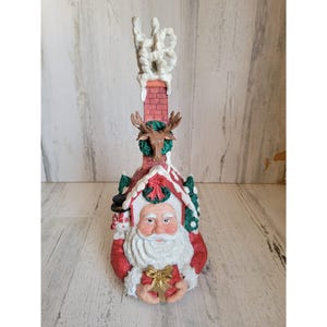 Unique santa claus house chimney Hoho xmas decor figure vintage