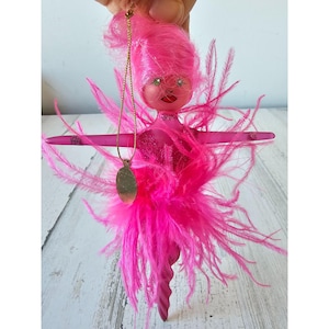 Katherine&#39;s collection pink lady icicle ornament fancy evening Xmas tree glass