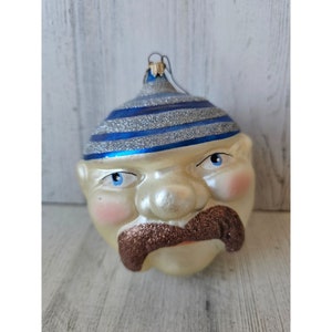 Dresden Dove Larry fraga man mustache head ornament vintage Xmas tree