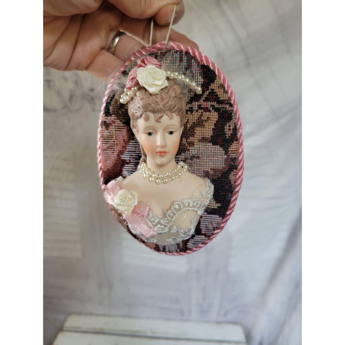 Vintage Victorian profile lady ornament Xmas holiday vintage Etsy