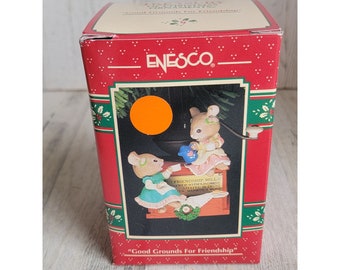 Enesco 1993 Buenos motivos para la amistad adorno Ratón de Navidad