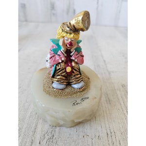 Ron Lee clown sad dog vintage 1990 gold figurine statue