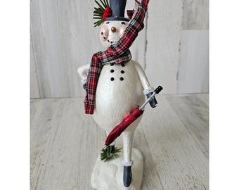 Snowman umbrella large decor figurine statue Xmas