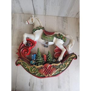 Large resin Christmas rocking horse toys Xmas figure home decor