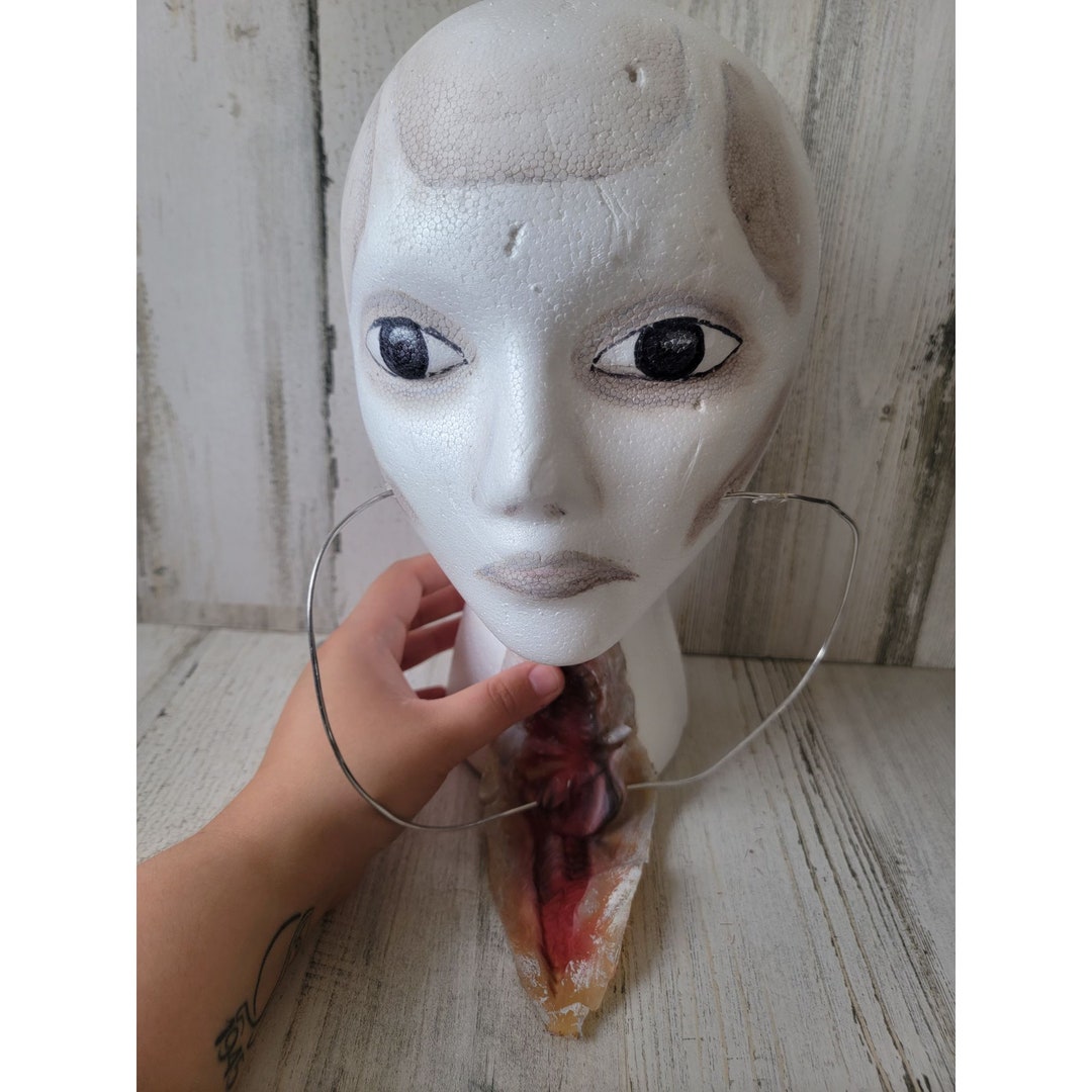 Homemade Styrofoam Bloody Neck Prop Head Halloween Decor Etsy