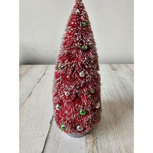 midwest Cannon falls mercury bottle brush ornament mini tree Xmas red flocked decor figurine