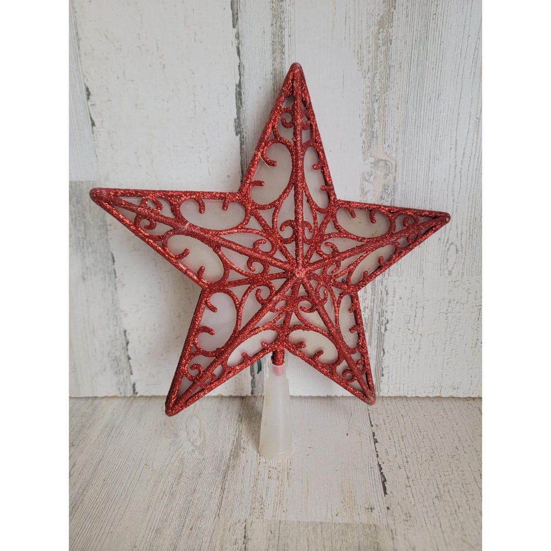 Red Glitter AS IS Star Tree Topper Xmas Home Decor - Etsy