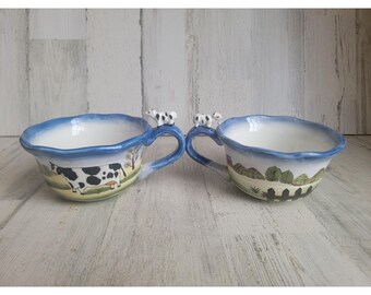 Gevalia farm cow soup bowl set unique home decor