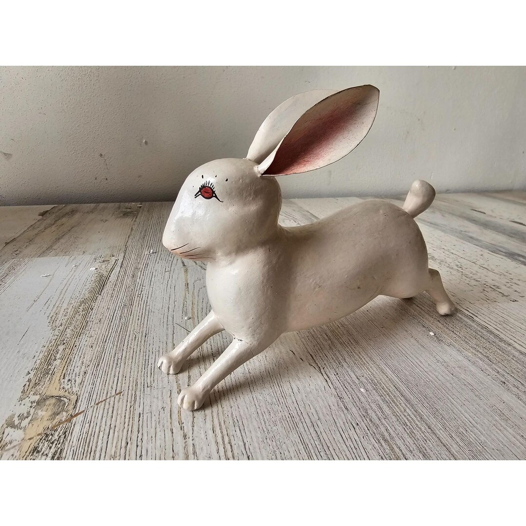 Vintage Paper Mache Rabbit Easter Bunny Decor Statue Figurine - Etsy