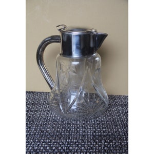 WMF? made western Germany glass vintage lead crystal grape pitcher decanter ice