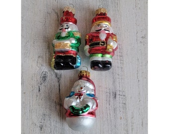 Blown glass Nutcracker Drummer Boy snowman wreath set ornament Xmas