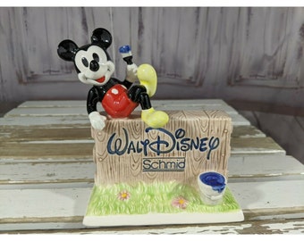 Schmid Disney Mickey Mouse Keramiek Beeldje Plaque Schilderij Teken Winkel Display 6