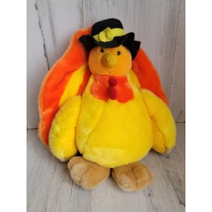 Vintage candy corn color Turkey plush thanksgiving home decor