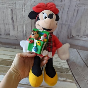 Vintage Minnie Mouse jordekorrar plysch juldekoration sällsynt vintage 14″ ljusljud bild 1