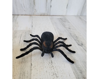 Flocked black tarantula spider Halloween scary prop decor