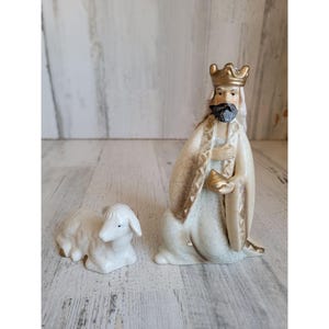 Nativity scene king gift sheep xmas ceramic home decor figure set