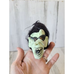 Vintage rubber mad scientist finger puppet Halloween prop unique hanging