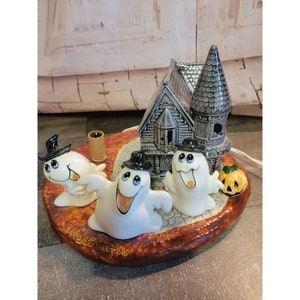 Ceramic Halloween haunted house ghost home decor carolers pumpkin