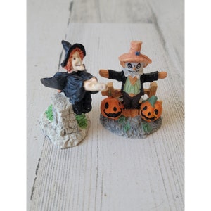 Mini witch broom scarecrow pumpkin Village accessory Xmas set Halloween