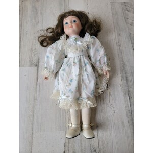 Marin yu porcelain doll white dress flower girl collectible decor figure