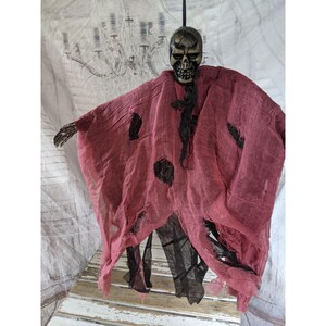 Red scary skeleton mini hanging grim reaper office home decor Halloween prop