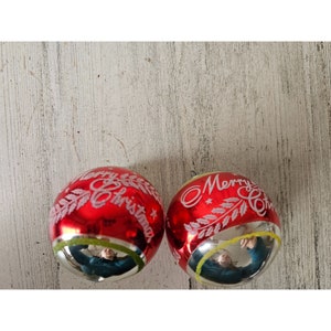 Radko shiny Brite merry Xmas Mercury glass vintage red glitter yellow ball ornament Xmas tree
