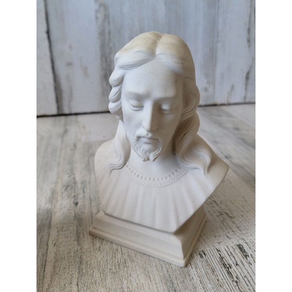 Holland mold white ceramic Jesus head bust decor